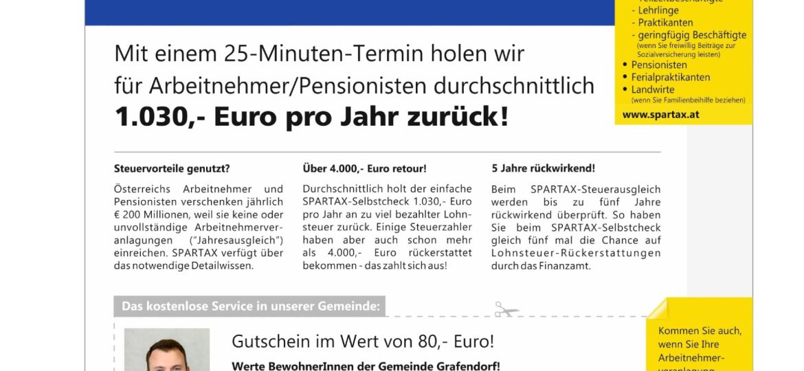 Lohnsteuerzurücktage Original 2025- Inserat