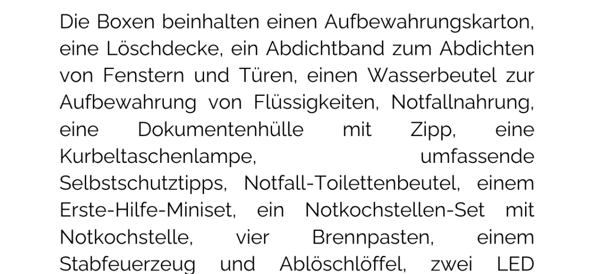 Aussendung Zivilschutzboxen 1125