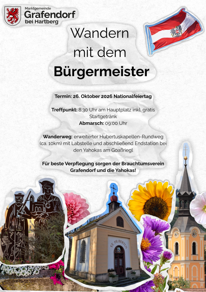 Wandern mit dem Bürgermeister in Grafendorf bei Hartberg, Österreichische Fahne